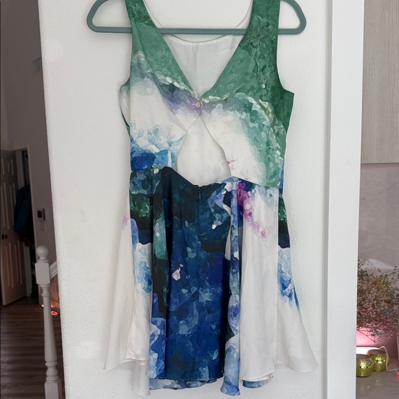 Samantha Pleet Watercolor Dress in Green and White - Picture 4 of 4